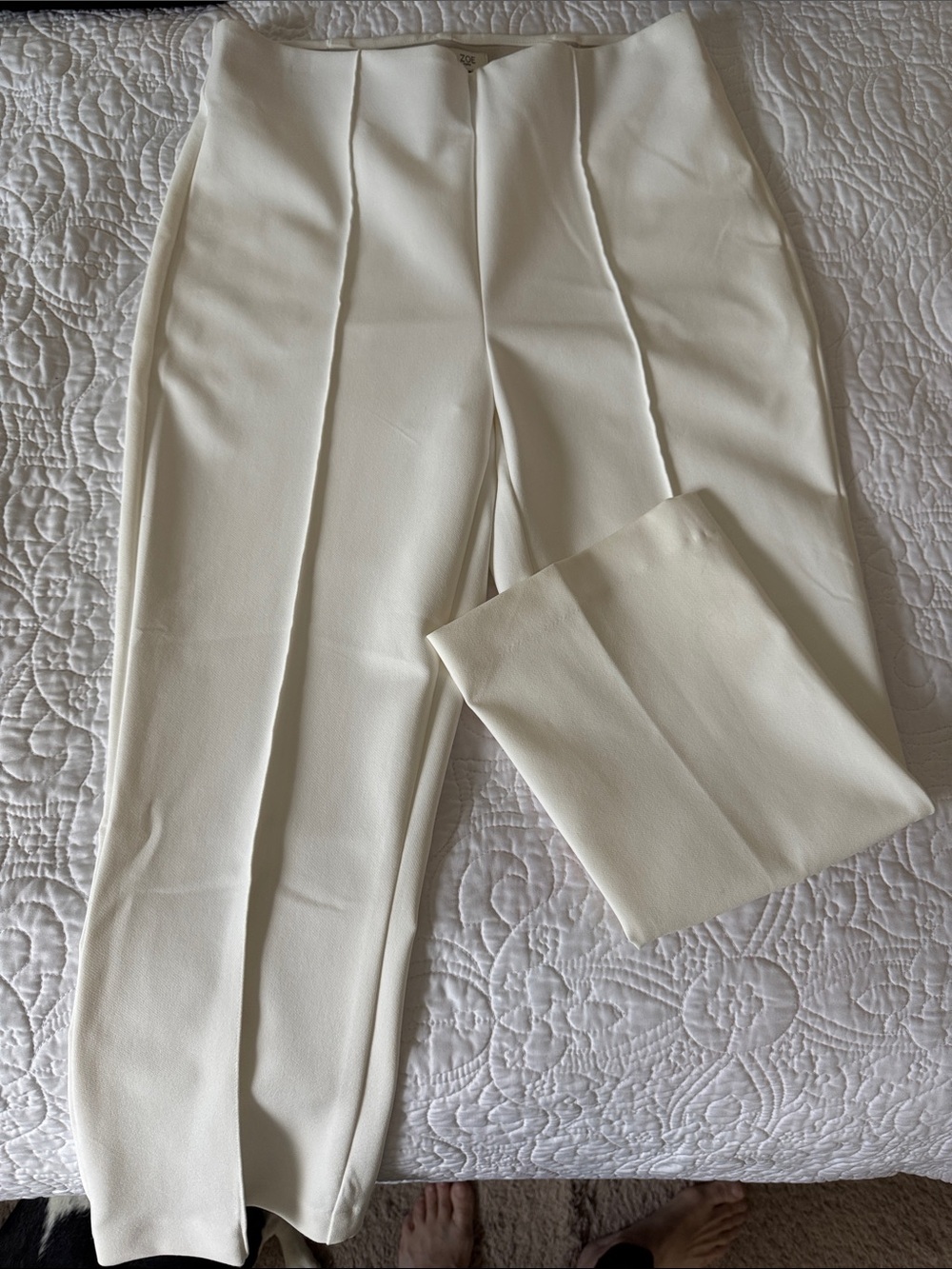 Rachel Zoe Cream Tailored Straight-Leg Trousers